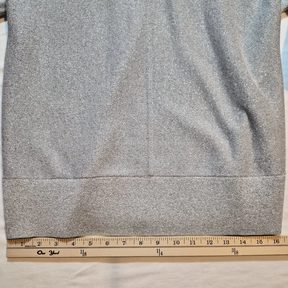 Talbots Petite Silver Metallic Shimmer Knit Top - Size XLP - Picture 8 of 9